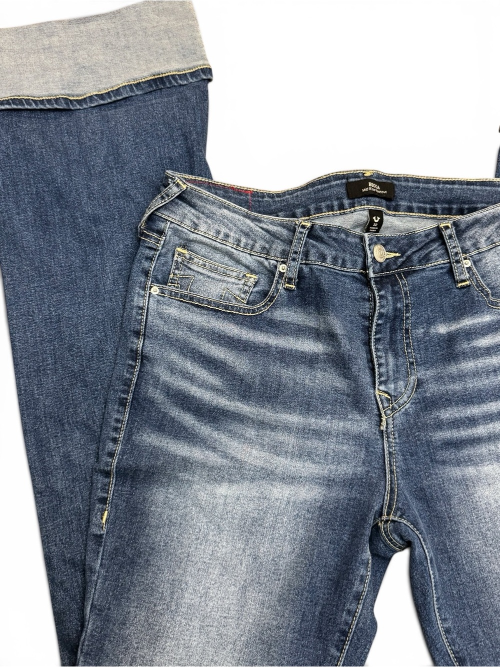 True Religion Becca Bootcut Mid Rise Cuff Jeans Medium Wash Size 32 - Picture 6 of 10